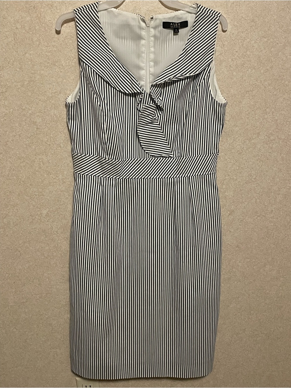 Alex Marie Blue and White Striped Sheath Dress